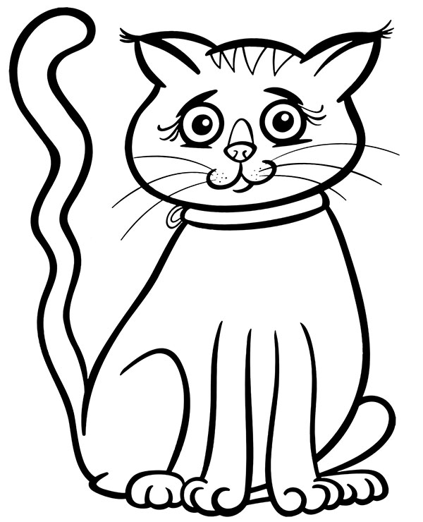 Simple coloring sheet cat printable image