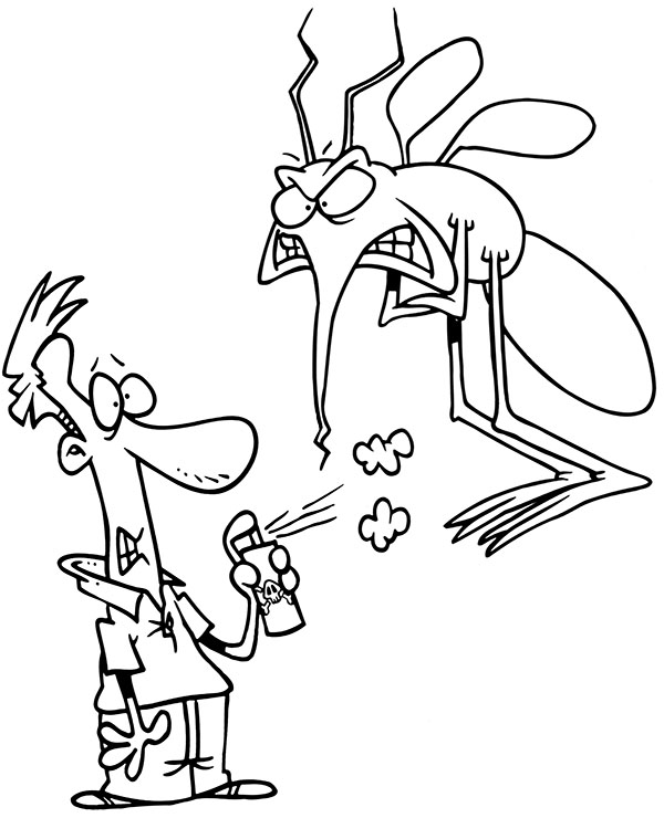 Funny printable image to color with a mosquito