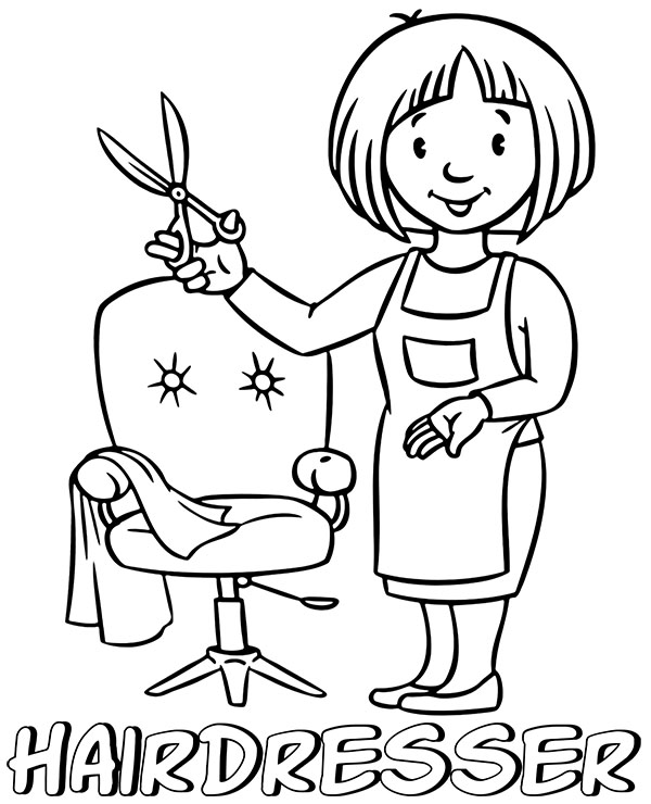 Free coloring page with hairdresser woman