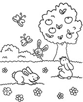 Hares in a forest printables for children