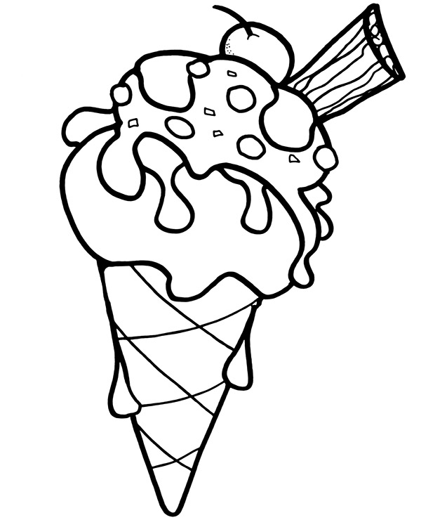 Picture of ice cream in wafer coloring page