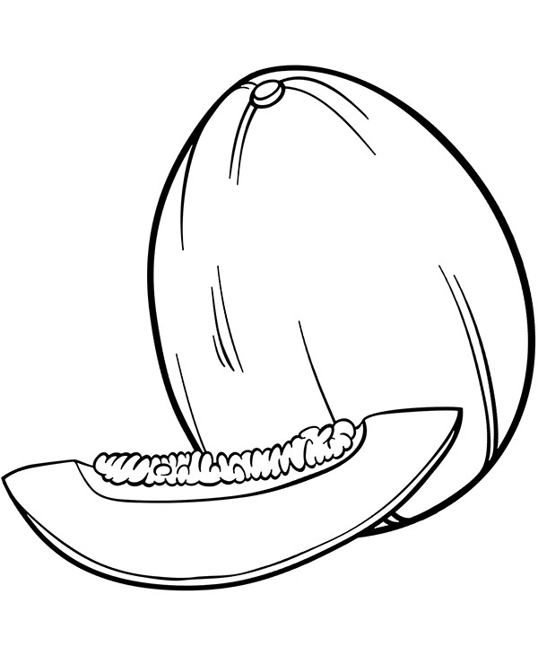 Real melon fruit easy coloring page