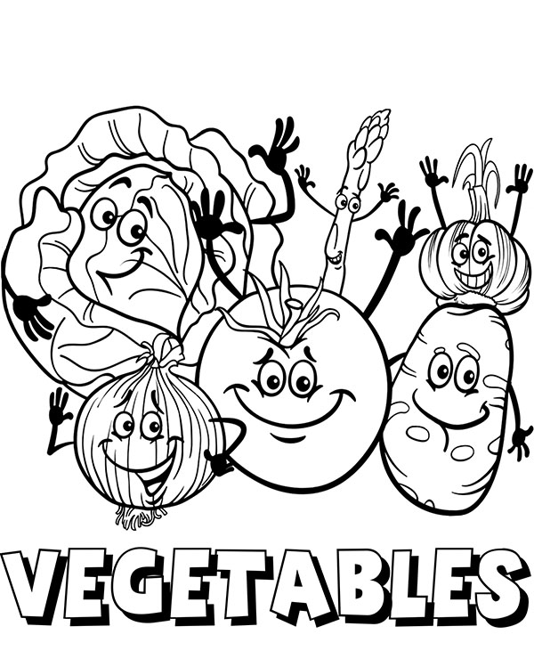 Vegetables coloring page for children