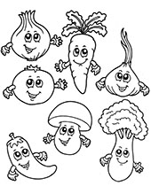 Mix of popular vegetables coloring pages