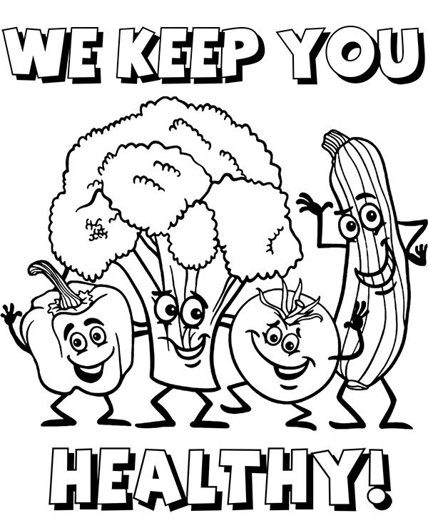 Healthy vegetables coloring pages to print or download