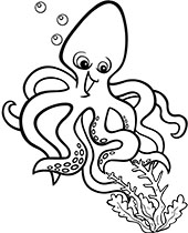Free printable coloring image with octopus