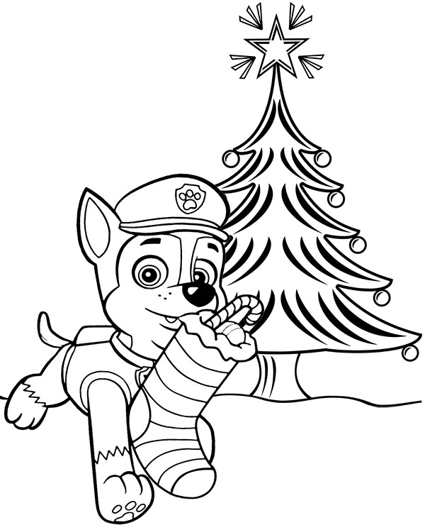 Paw Patrol Christmas coloring page