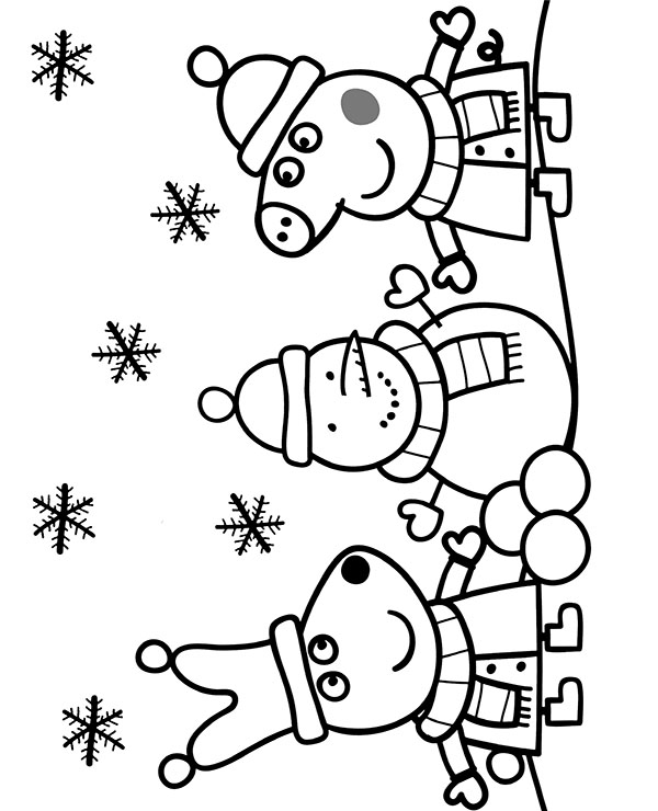 Winter coloring page Peppa Pig & Suzy