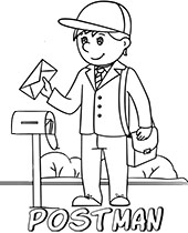 Professions coloring pages a postman
