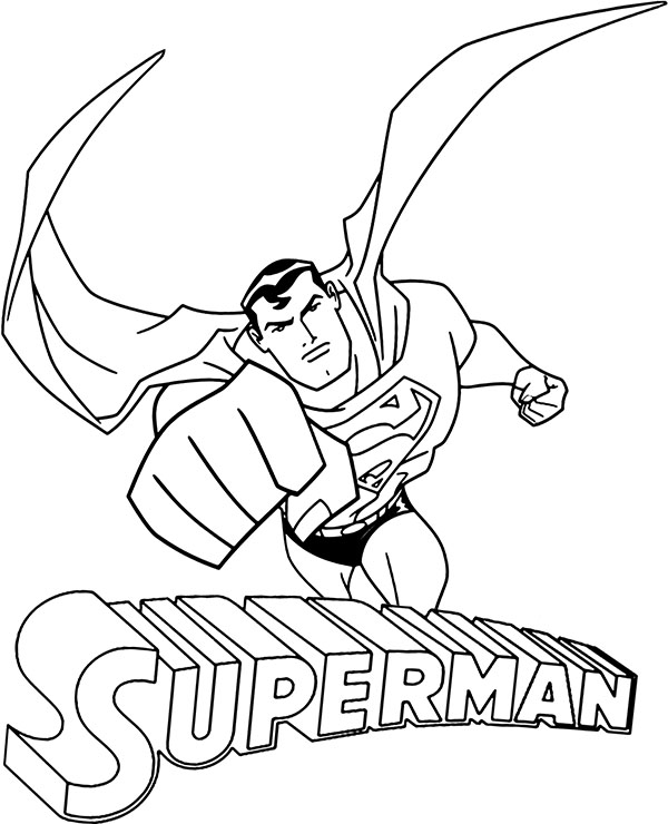 Flying Superman coloring sheet comic book to color