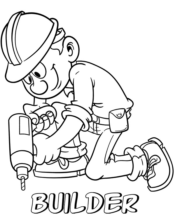A builder profession coloring sheet