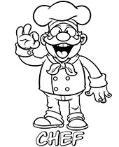 Funny chef coloring picture
