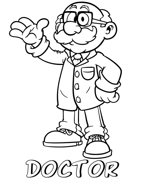 Cartoon style doctor coloring page