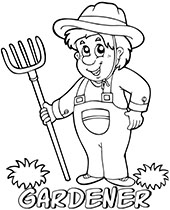 Gardener coloring pages with professions