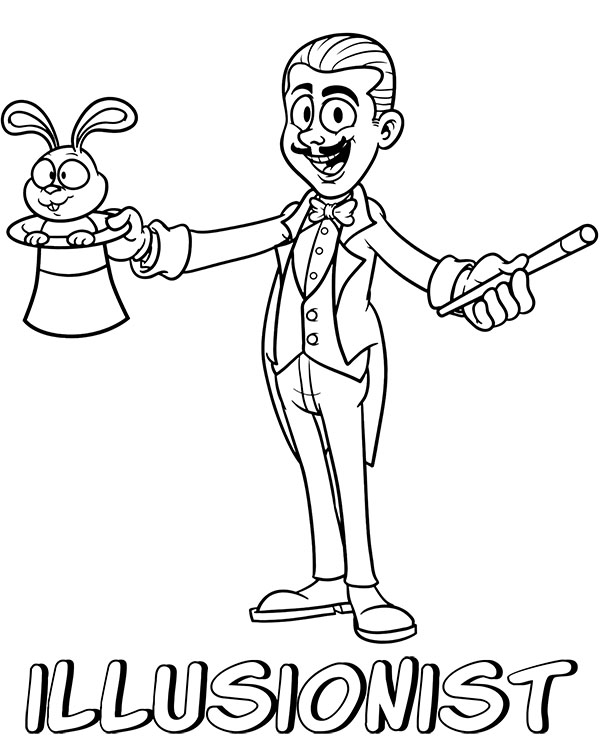 Illusionist with a rabbit printable image