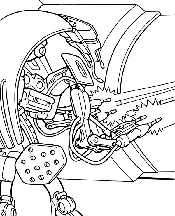 Coloring page with a robot from Star Wars movie