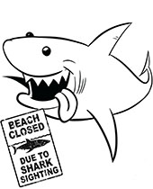 Printable coloring page with funny shark
