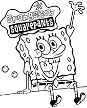 Happy Spongebob coloring pages with logo