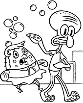 Squidward and mrs Puff nw coloring pages