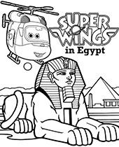Super Wings and Pyramids coloring worksheet