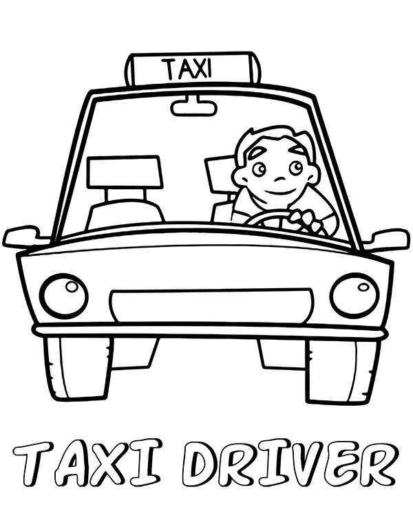 Taxi driver coloring page