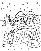 Two birds winter coloring pages