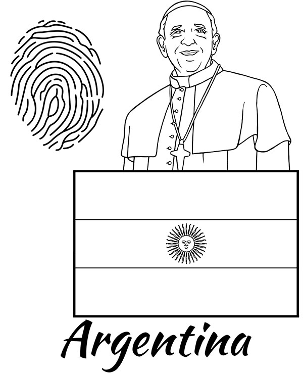 Arentina flag and pope coloring page