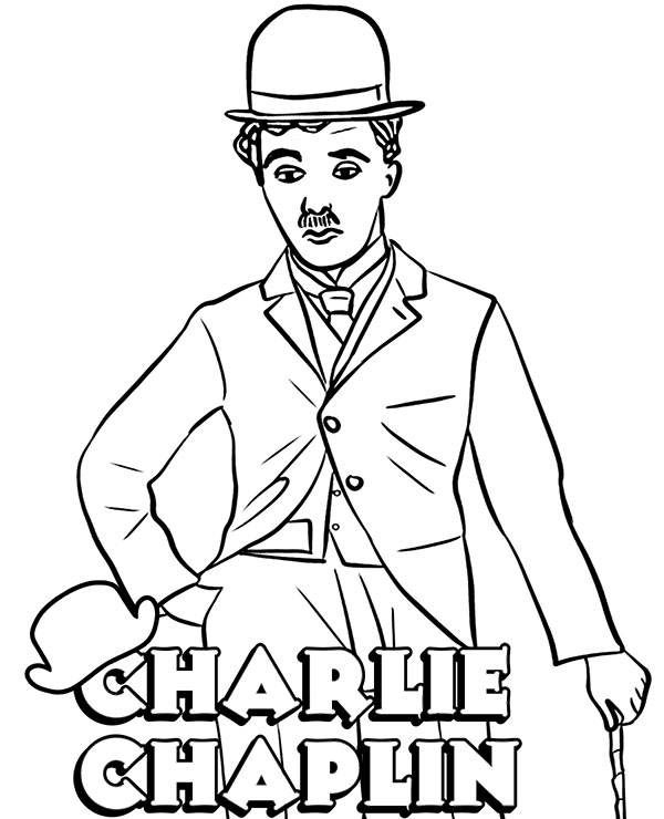 Comedian Charlie Chaplin coloring sheet