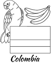 Colombia coloring page flag and parrot