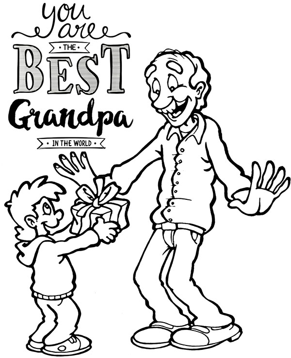 Printable gandfather's day greeting card for coloring page sheet