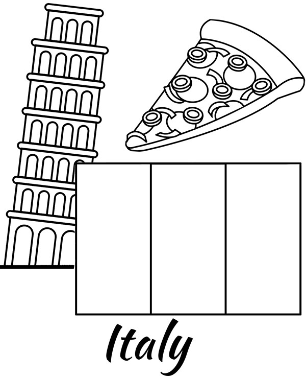Italian flag to color Pizza and Piza tower