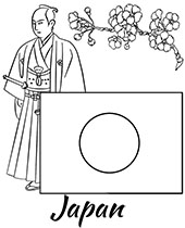 Japanese flag educational coloring page
