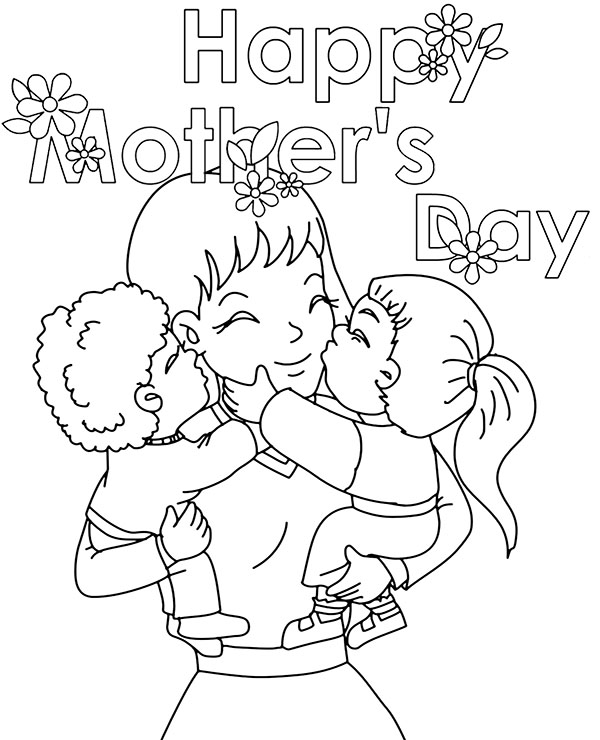 Printable Happy Mother's Day Card for coloring