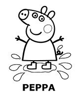 Peppa Pig in a mud black and white picture