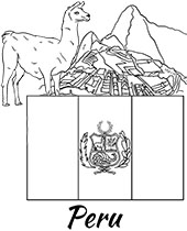 Peruvian national symbols and f;lag coloring pages