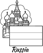 Russian flag and Cremlin coloring page, sheet