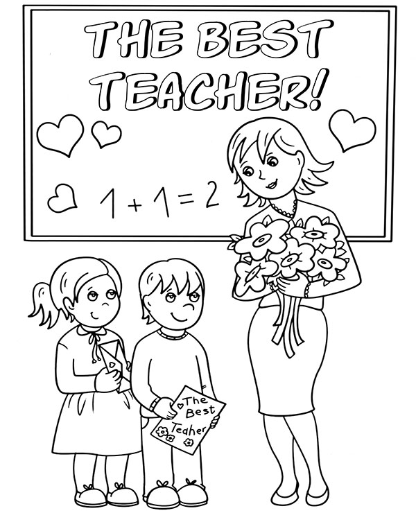 Greeting card for Teacher's day coloring picture