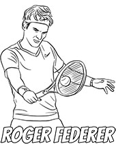 Tennis player roger federer on coloring page