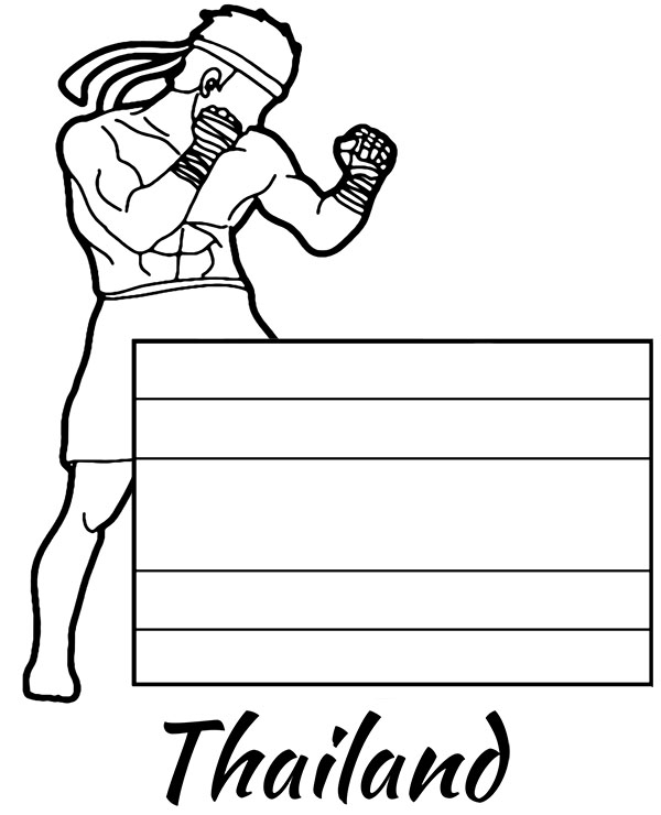 Thailand flag coloring page muay thai