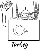 Turkey flag printable coloring page sheet