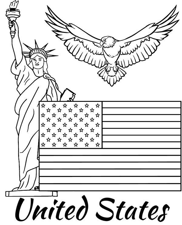 Download USA symbols coloring page flag coloring sheet