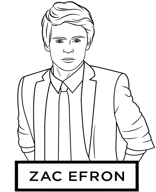 Zac Efron actor coloring page picture