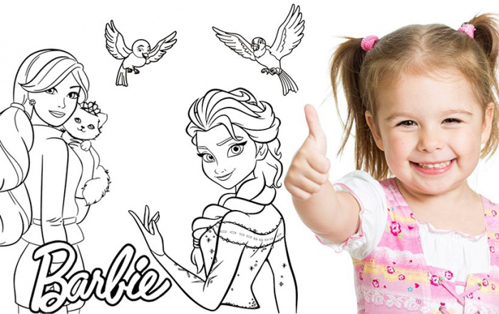 Coloring pages for girls and thumb up