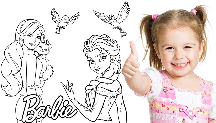 Coloring pages for girls and thumb up