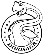 Logo of a smiled dinosaur