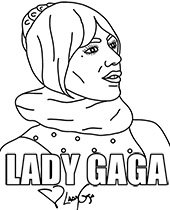 Miniature version of Lady Gaga coloring sheet