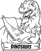 Picture for coloring presenting two well known dinosaurs