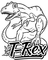 A mighty T-rex and his logo