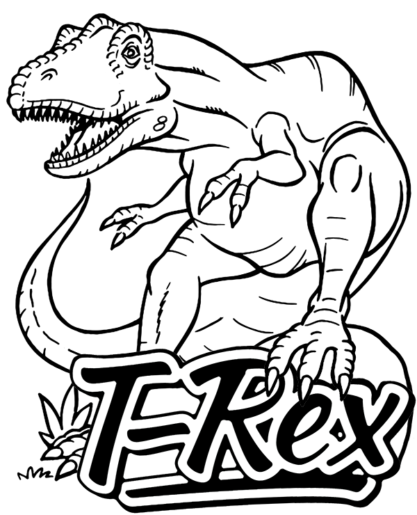 T-rex on cool and printable coloring page