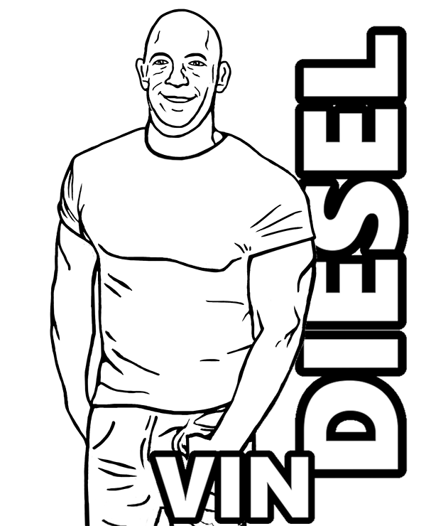 An actor Vin Diesel on coloring page